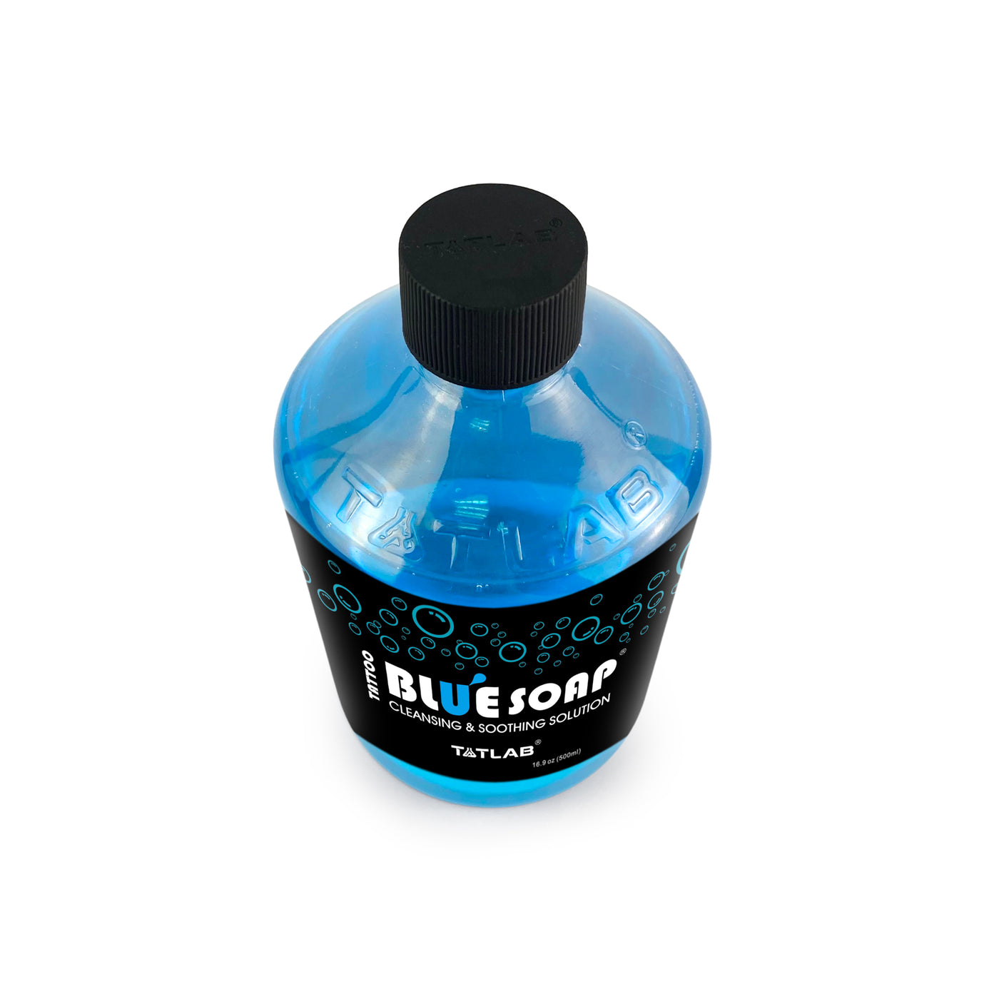 BLUE SOAP angled bottle view