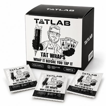 TatLab Tat Wraps 100 piece box and individual sleeves