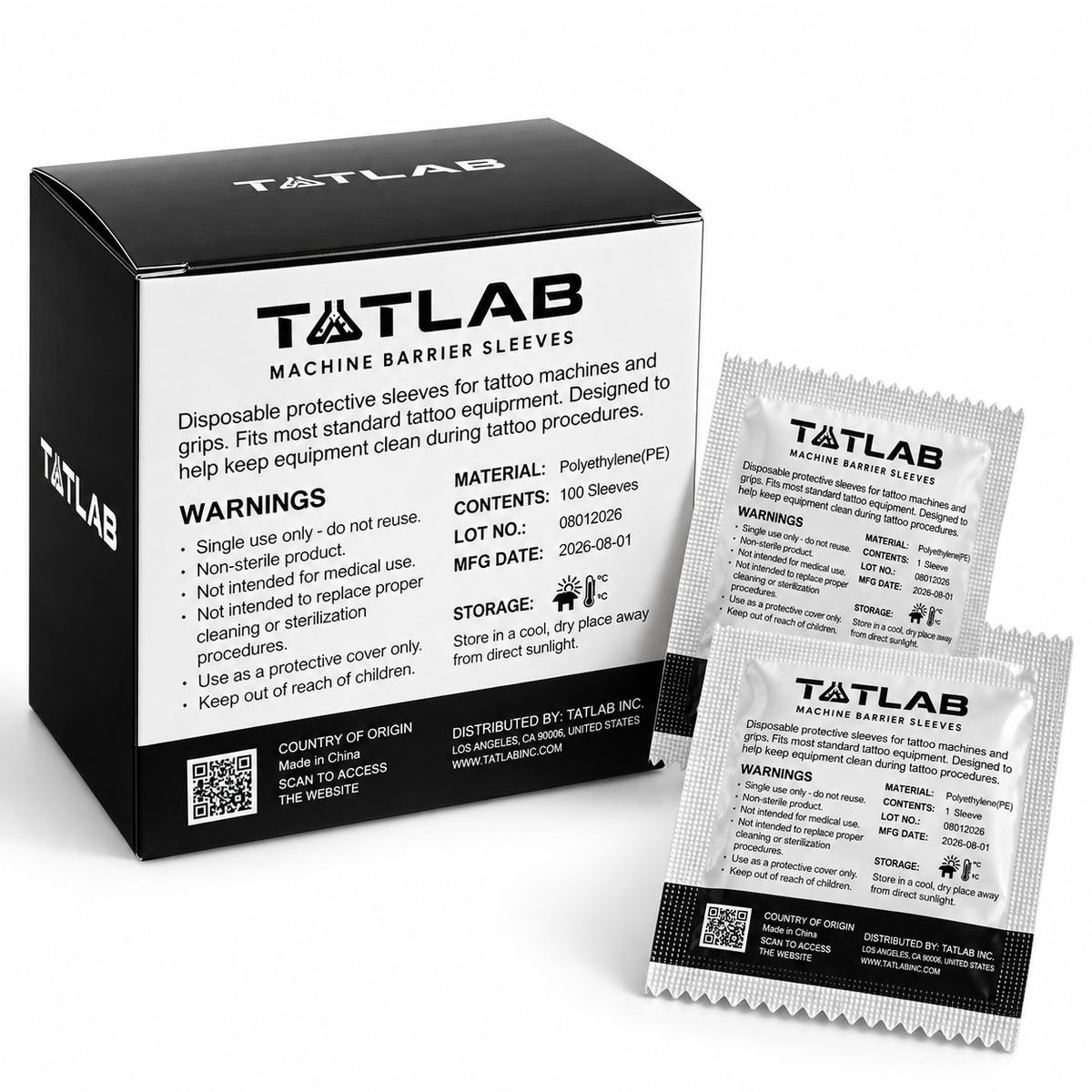 TatLab Tat Wraps tattoo machine protective sleeve box
